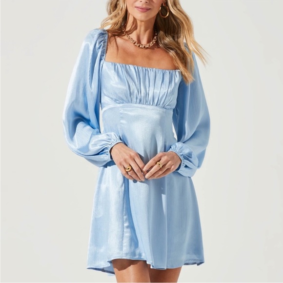 SOLD ASTR The Label Long Sleeve Satin Mini Dress - Picture 2 of 9